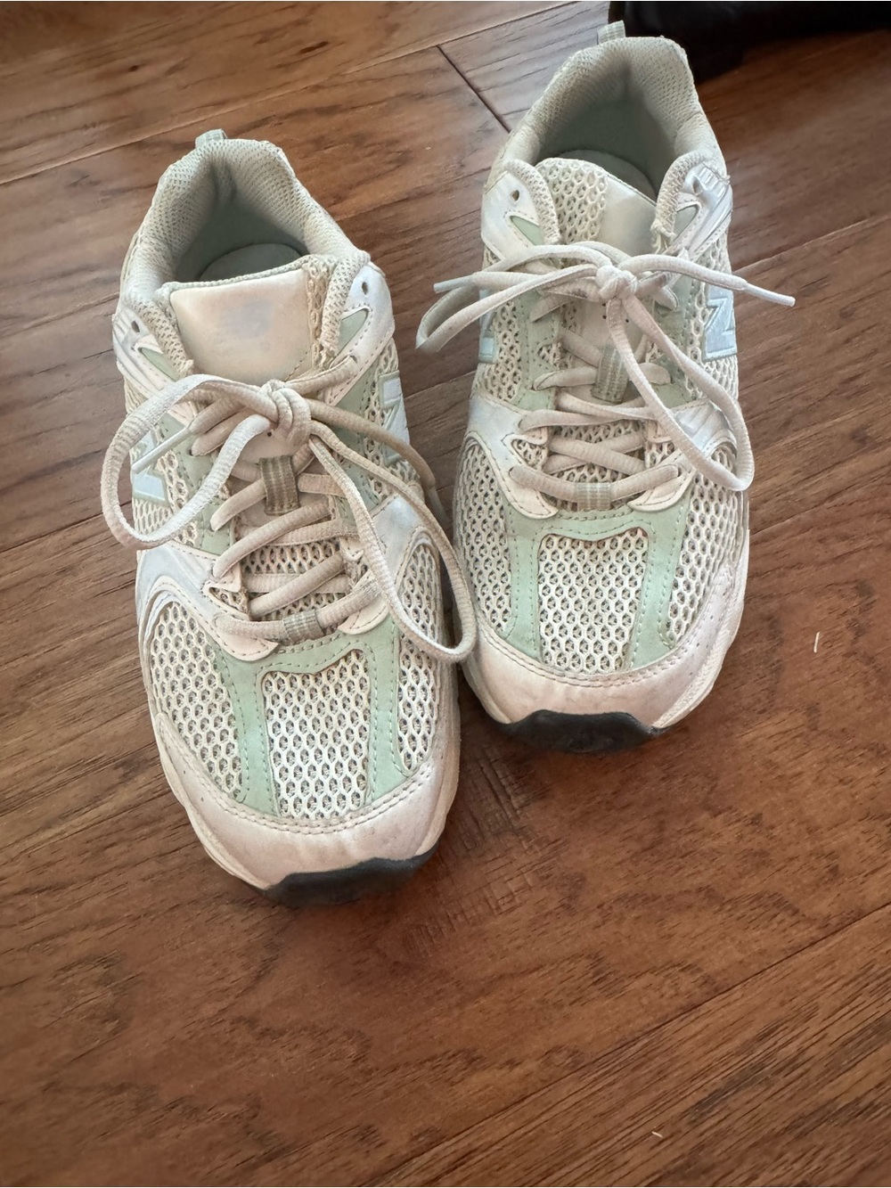 New Balance White and Mint Athletic Sneakers